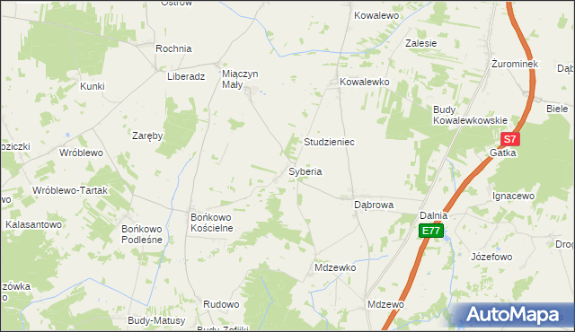 mapa Syberia gmina Strzegowo, Syberia gmina Strzegowo na mapie Targeo