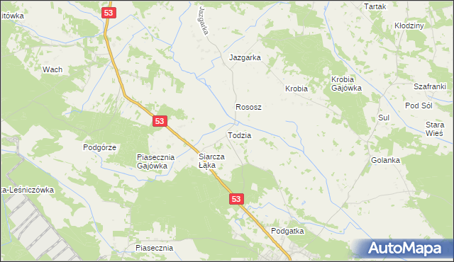 mapa Todzia, Todzia na mapie Targeo