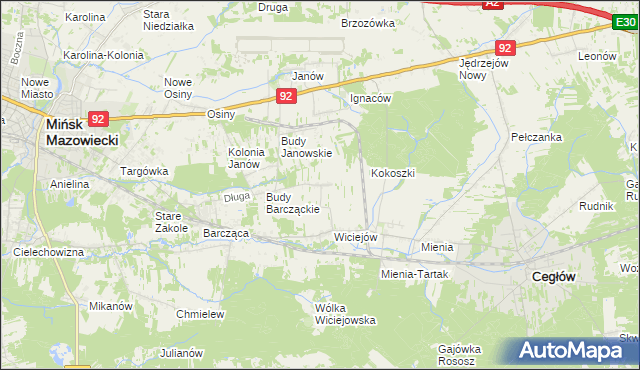 mapa Tyborów gmina Cegłów, Tyborów gmina Cegłów na mapie Targeo