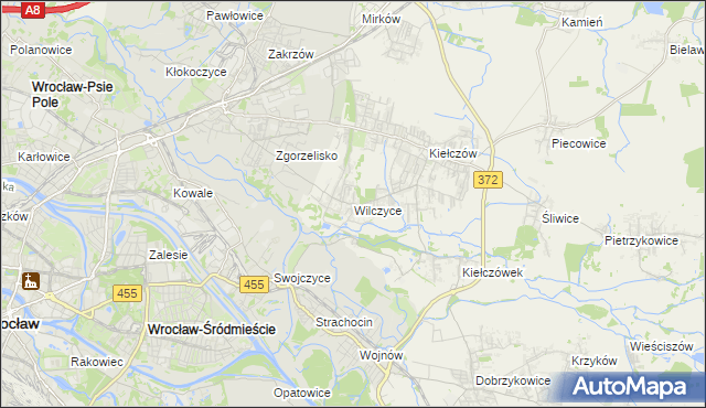 mapa Wilczyce gmina Długołęka, Wilczyce gmina Długołęka na mapie Targeo
