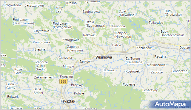 mapa Wiśniowa powiat strzyżowski, Wiśniowa powiat strzyżowski na mapie Targeo