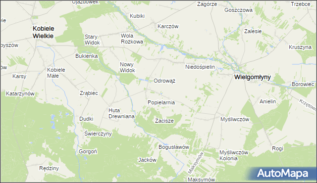 mapa Wola Kuźniewska, Wola Kuźniewska na mapie Targeo
