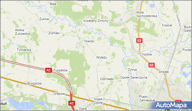 mapa Wyłazy, Wyłazy na mapie Targeo