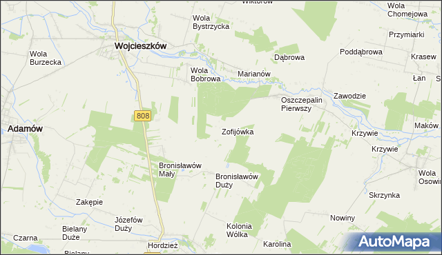 mapa Zofijówka gmina Wojcieszków, Zofijówka gmina Wojcieszków na mapie Targeo