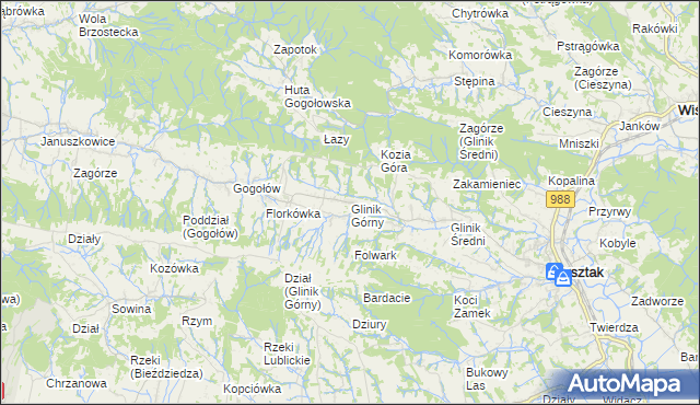 mapa Glinik Górny, Glinik Górny na mapie Targeo