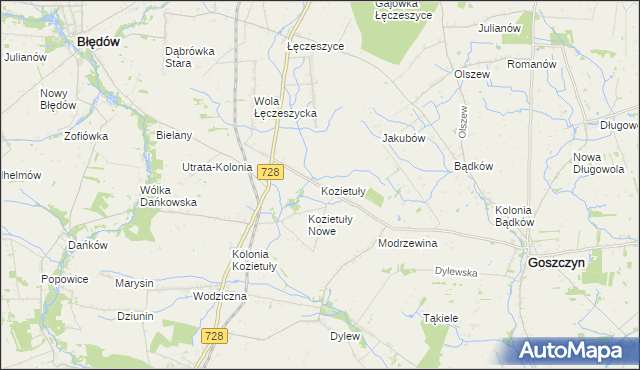 mapa Kozietuły, Kozietuły na mapie Targeo