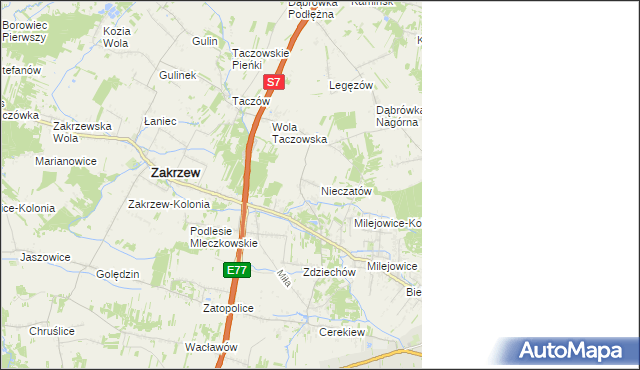 mapa Nieczatów, Nieczatów na mapie Targeo