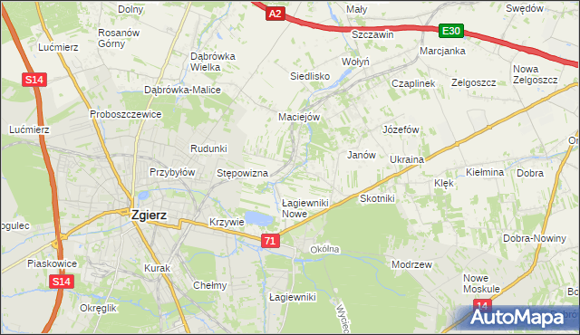 mapa Stare Łagiewniki, Stare Łagiewniki na mapie Targeo