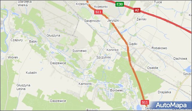 mapa Szczytniki gmina Kórnik, Szczytniki gmina Kórnik na mapie Targeo