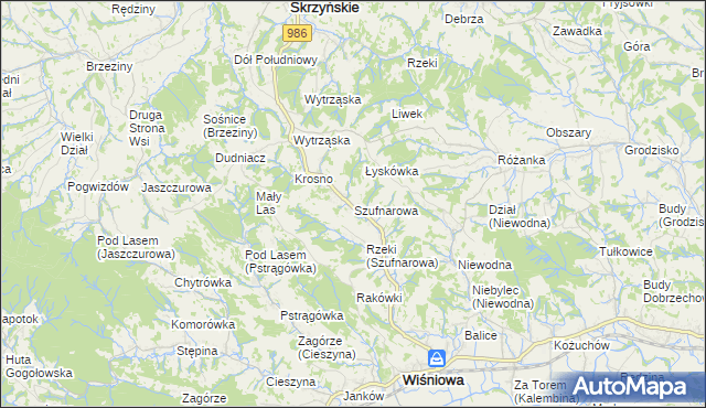 mapa Szufnarowa, Szufnarowa na mapie Targeo