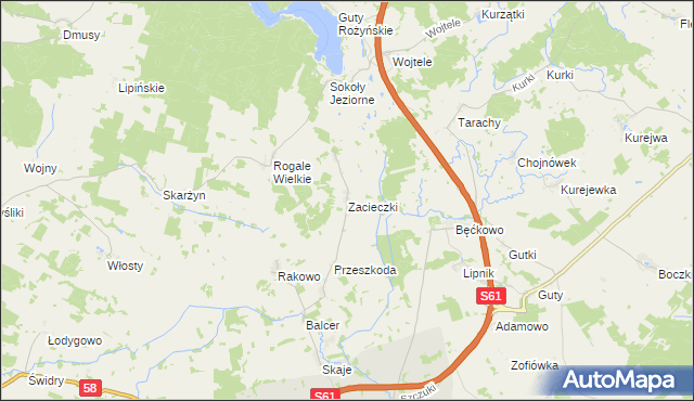 mapa Zacieczki, Zacieczki na mapie Targeo