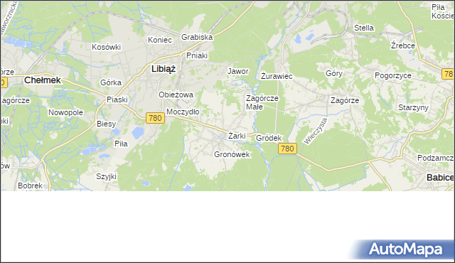 mapa Żarki gmina Libiąż, Żarki gmina Libiąż na mapie Targeo