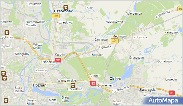 mapa Bogucin gmina Swarzędz, Bogucin gmina Swarzędz na mapie Targeo