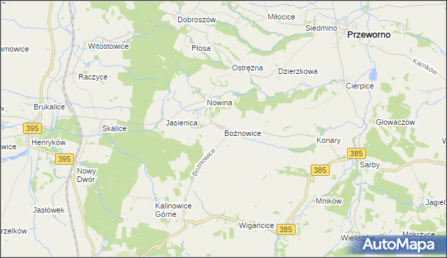 mapa Bożnowice, Bożnowice na mapie Targeo