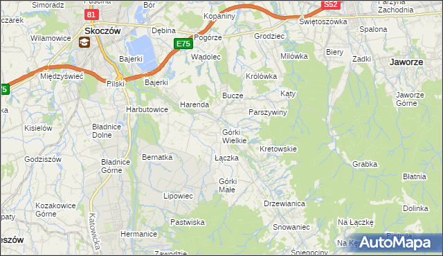 mapa Górki Wielkie, Górki Wielkie na mapie Targeo