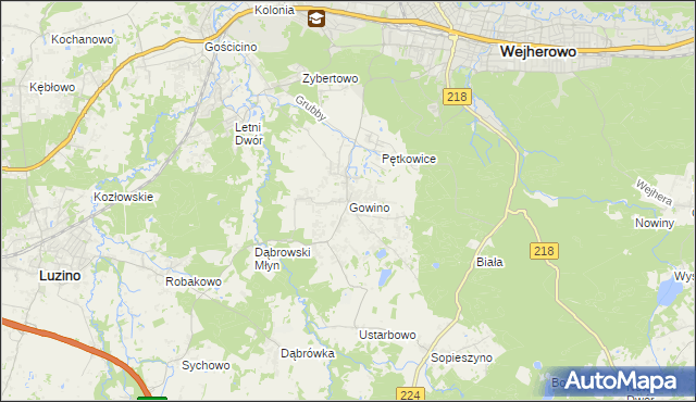 mapa Gowino, Gowino na mapie Targeo