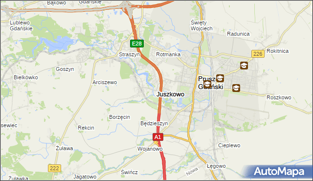 mapa Juszkowo, Juszkowo na mapie Targeo