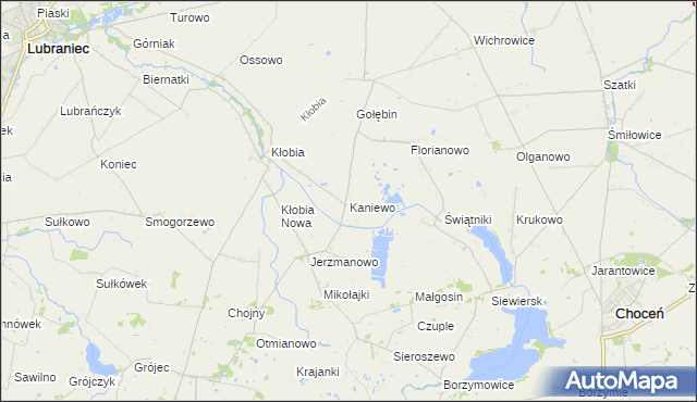 mapa Kaniewo gmina Boniewo, Kaniewo gmina Boniewo na mapie Targeo