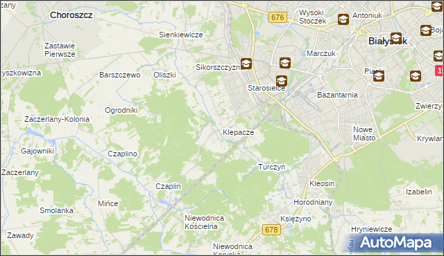 mapa Klepacze gmina Choroszcz, Klepacze gmina Choroszcz na mapie Targeo