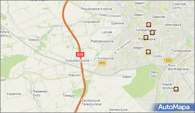 mapa Konopnica powiat lubelski, Konopnica powiat lubelski na mapie Targeo