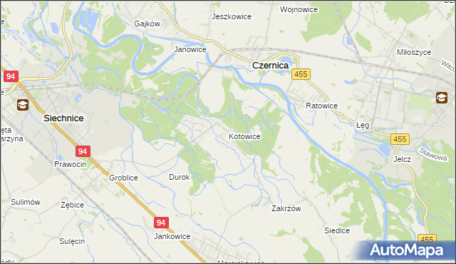 mapa Kotowice gmina Siechnice, Kotowice gmina Siechnice na mapie Targeo