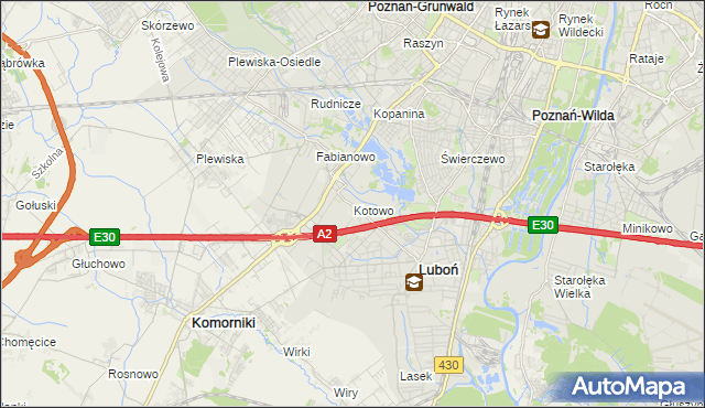 mapa Kotowo gmina Poznań, Kotowo gmina Poznań na mapie Targeo