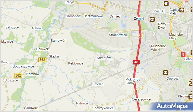 mapa Krzeptów, Krzeptów na mapie Targeo