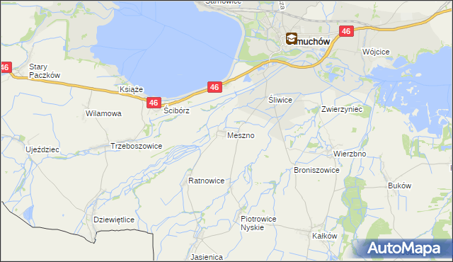 mapa Meszno gmina Otmuchów, Meszno gmina Otmuchów na mapie Targeo