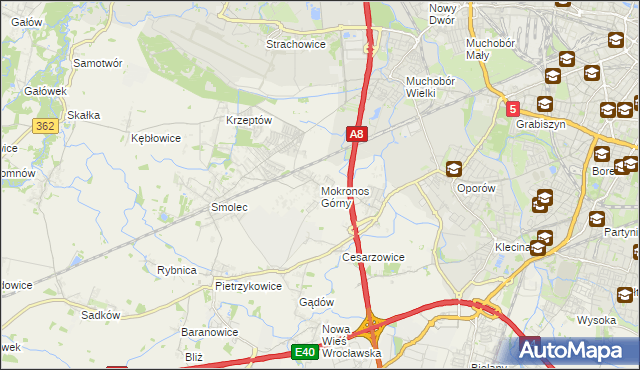 mapa Mokronos Górny, Mokronos Górny na mapie Targeo