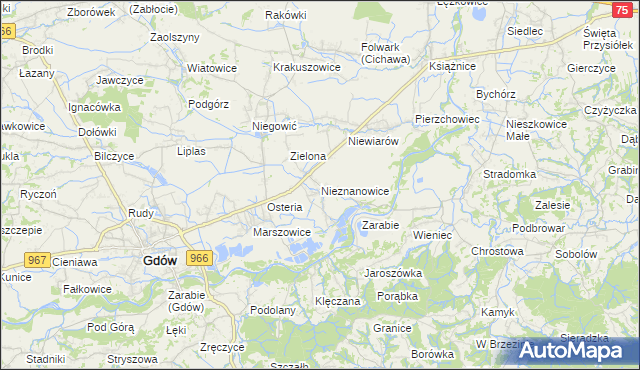 mapa Nieznanowice gmina Gdów, Nieznanowice gmina Gdów na mapie Targeo