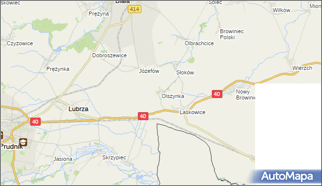 mapa Olszynka gmina Lubrza, Olszynka gmina Lubrza na mapie Targeo