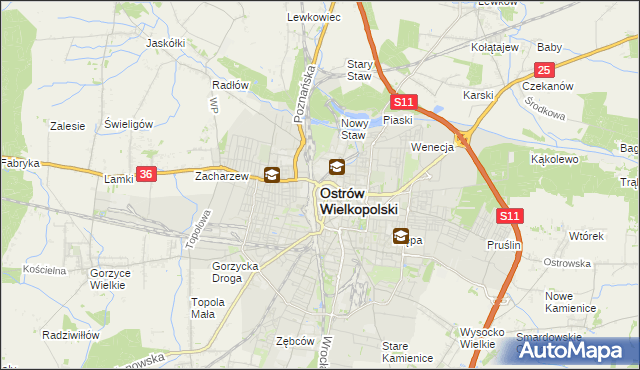mapa Ostrów Wielkopolski, Ostrów Wielkopolski na mapie Targeo