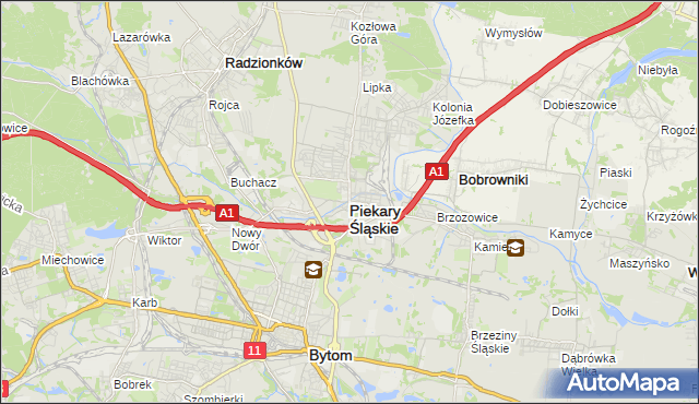 mapa Piekary Śląskie, Piekary Śląskie na mapie Targeo