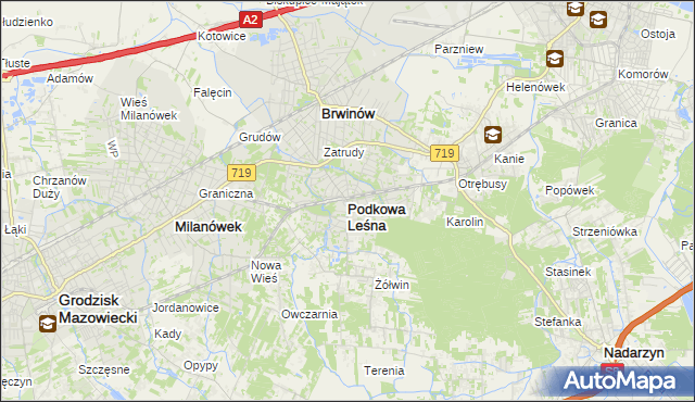 mapa Podkowa Leśna, Podkowa Leśna na mapie Targeo