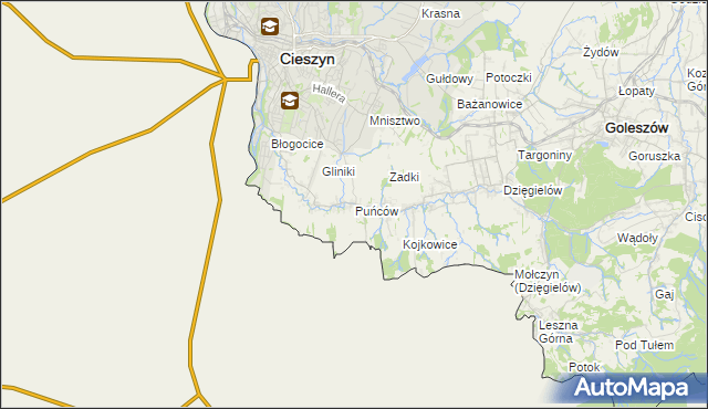 mapa Puńców, Puńców na mapie Targeo