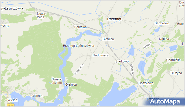 mapa Radomierz gmina Przemęt, Radomierz gmina Przemęt na mapie Targeo