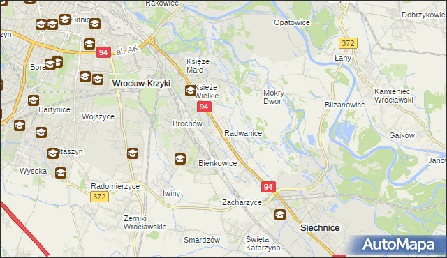 mapa Radwanice gmina Siechnice, Radwanice gmina Siechnice na mapie Targeo