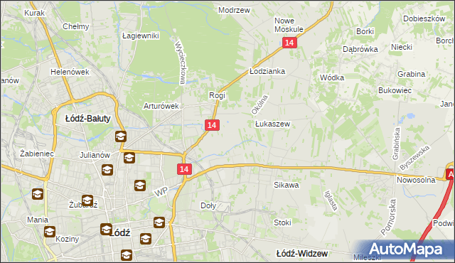 mapa Różki gmina Łódź, Różki gmina Łódź na mapie Targeo