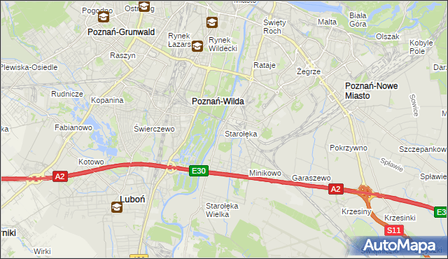 mapa Starołęka, Starołęka na mapie Targeo