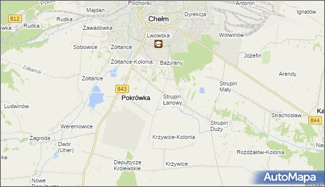 mapa Strupin Łanowy, Strupin Łanowy na mapie Targeo