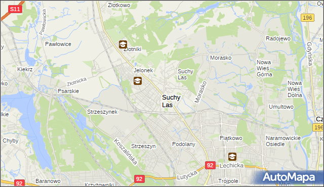 mapa Suchy Las powiat poznański, Suchy Las powiat poznański na mapie Targeo