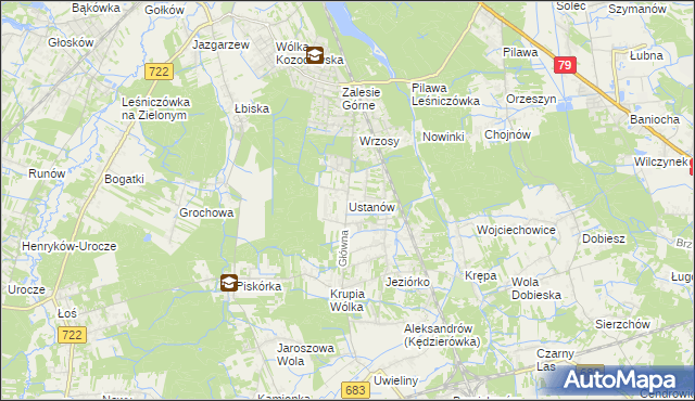 mapa Ustanów, Ustanów na mapie Targeo