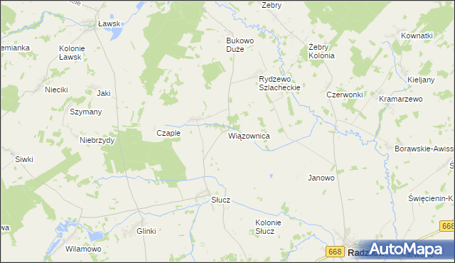 mapa Wiązownica gmina Radziłów, Wiązownica gmina Radziłów na mapie Targeo