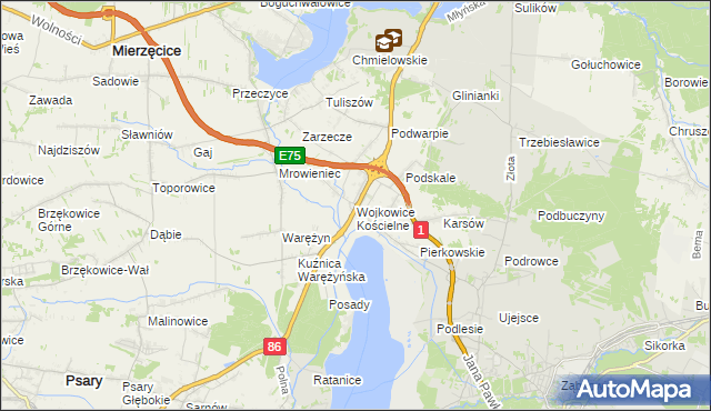 mapa Wojkowice Kościelne, Wojkowice Kościelne na mapie Targeo