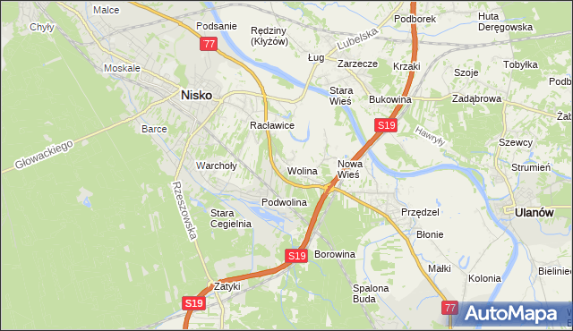 mapa Wolina, Wolina na mapie Targeo