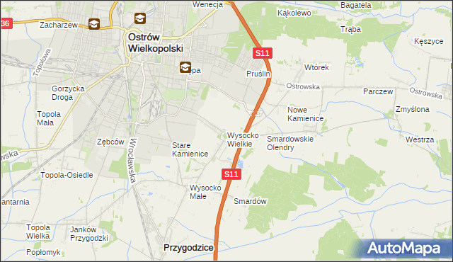 mapa Wysocko Wielkie, Wysocko Wielkie na mapie Targeo