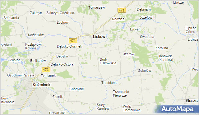 mapa Budy Liskowskie, Budy Liskowskie na mapie Targeo