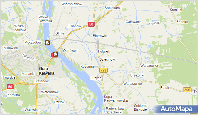 mapa Dziecinów gmina Sobienie-Jeziory, Dziecinów gmina Sobienie-Jeziory na mapie Targeo