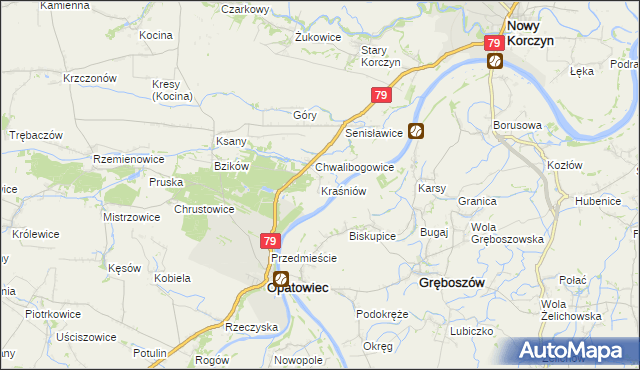 mapa Kraśniów, Kraśniów na mapie Targeo