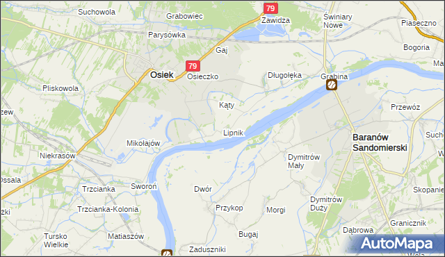 mapa Lipnik gmina Osiek, Lipnik gmina Osiek na mapie Targeo
